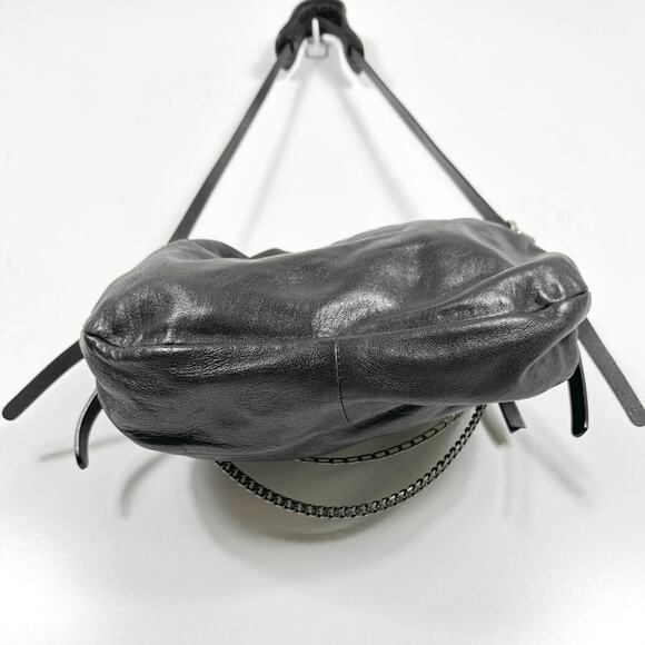 Jimmy Choo Black Leather Chain-Link Hobo Crossbody Bag - Picture 4 of 9